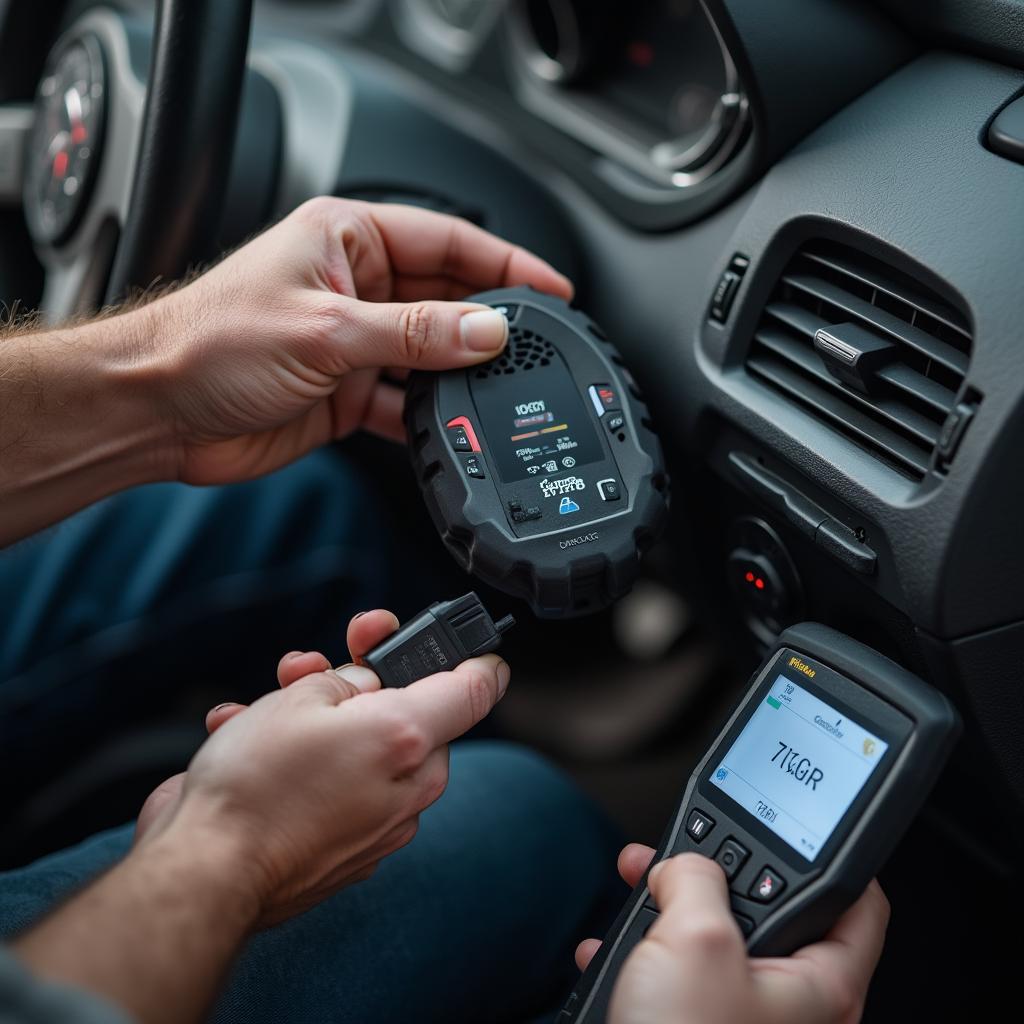 Mechanic Using a Diagnostic Scanner