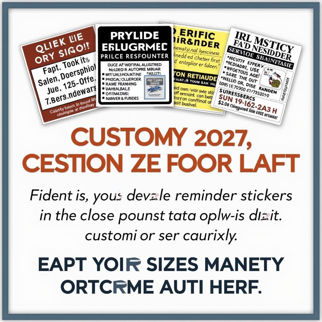 Variety of Service Reminder Stickers