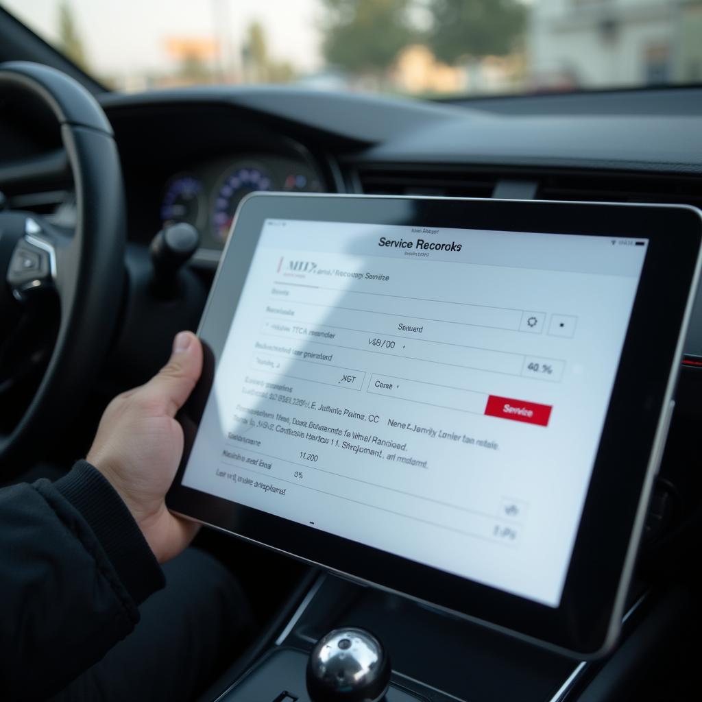 Digital service records on a tablet