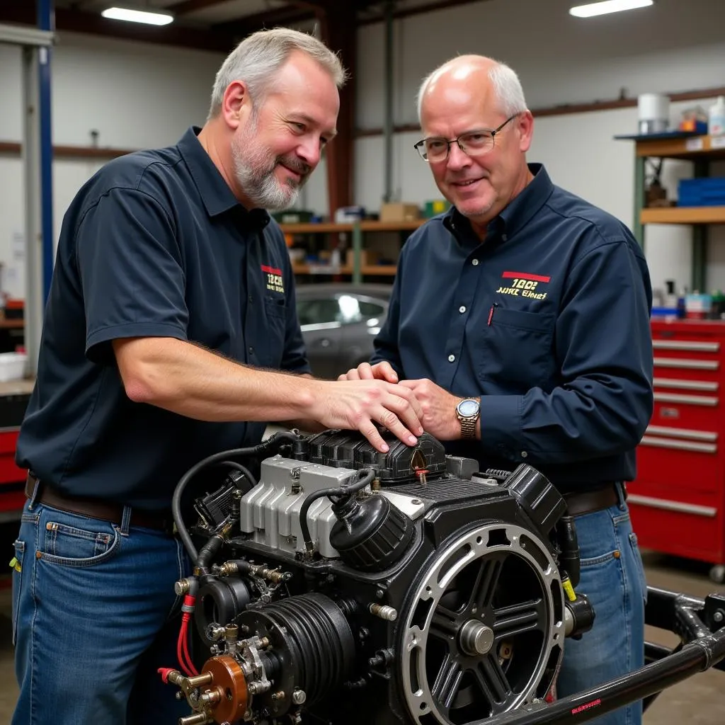 Don and Jim Working on a Car Engine