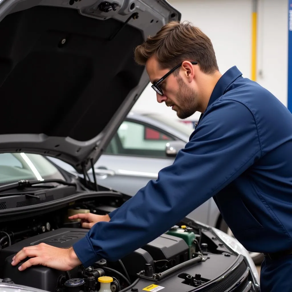 Mechanic Working on a Car at Don's Auto Services