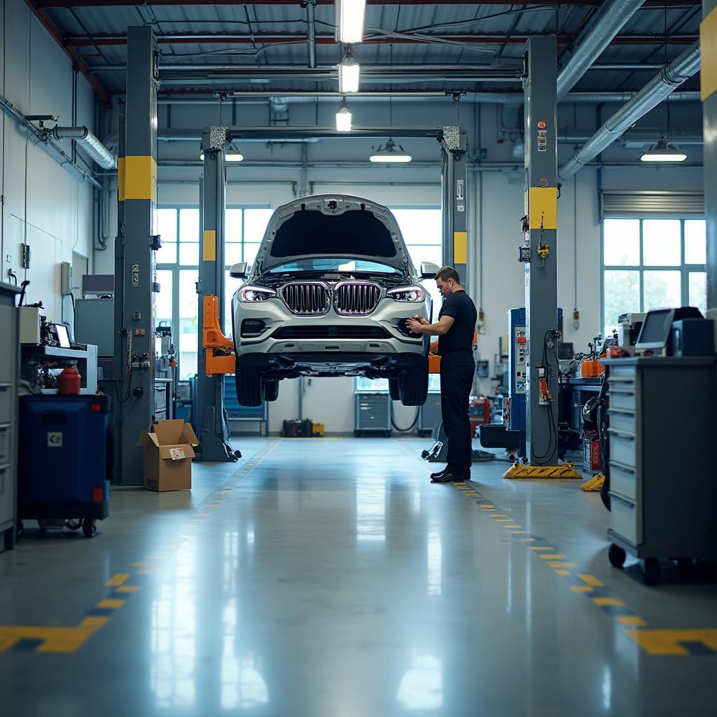 Modern auto service garage interior