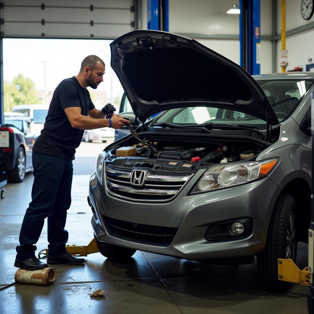 Preventative maintenance tasks being performed on a car in Durango