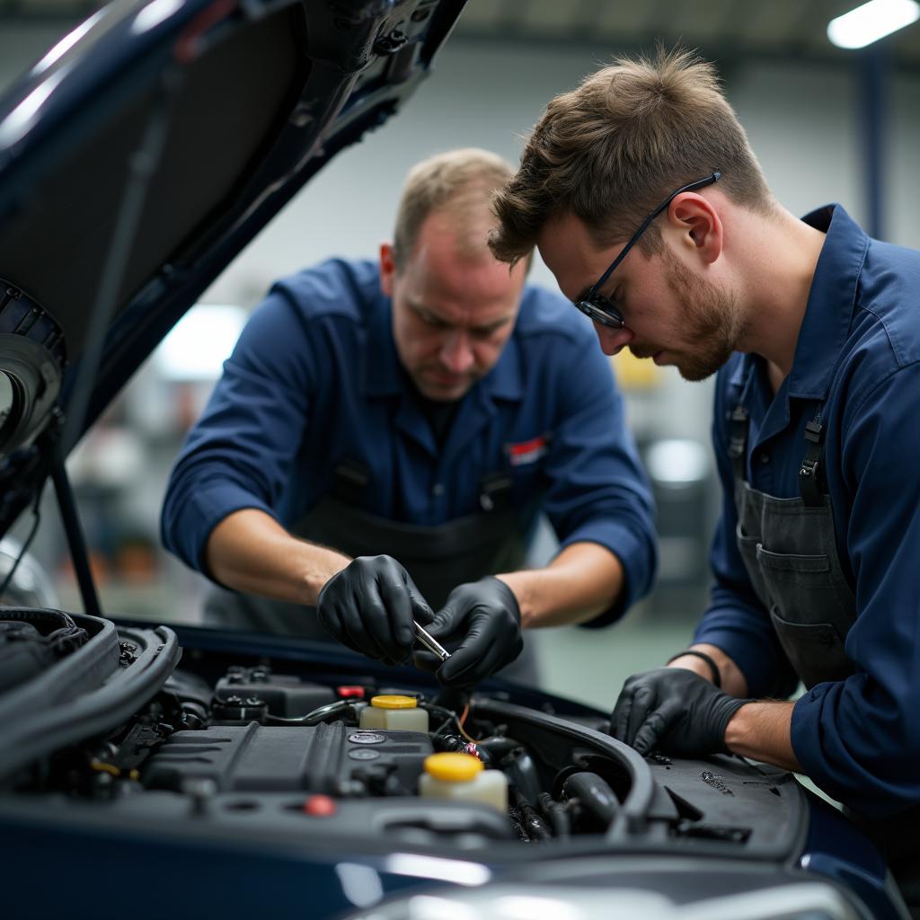 Edmonton Mechanic Inspecting Car Engine