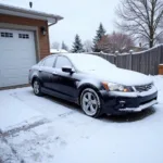 Car parked in snow with the title "Edmonton Winter Car Maintenance"