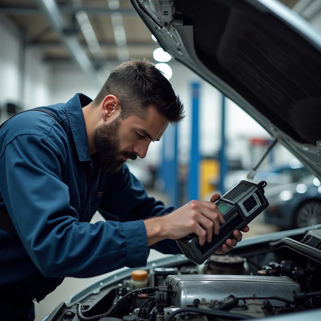  ASE-certified mechanic inspecting a car engine in El Paso, TX