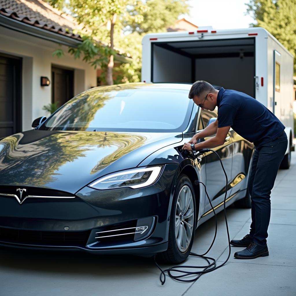 Electric Car Receiving Mobile Repair