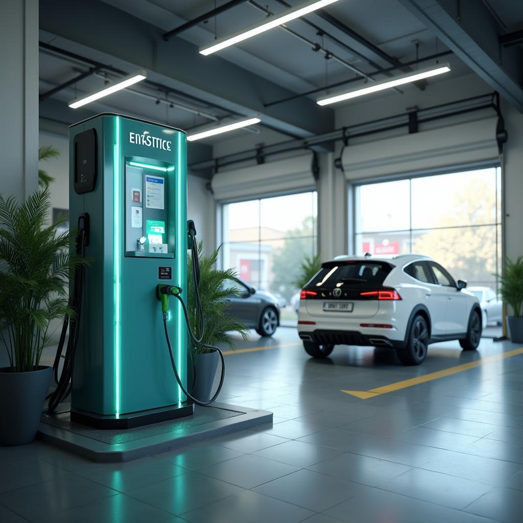 Electric Vehicle Charging Station at Service Center