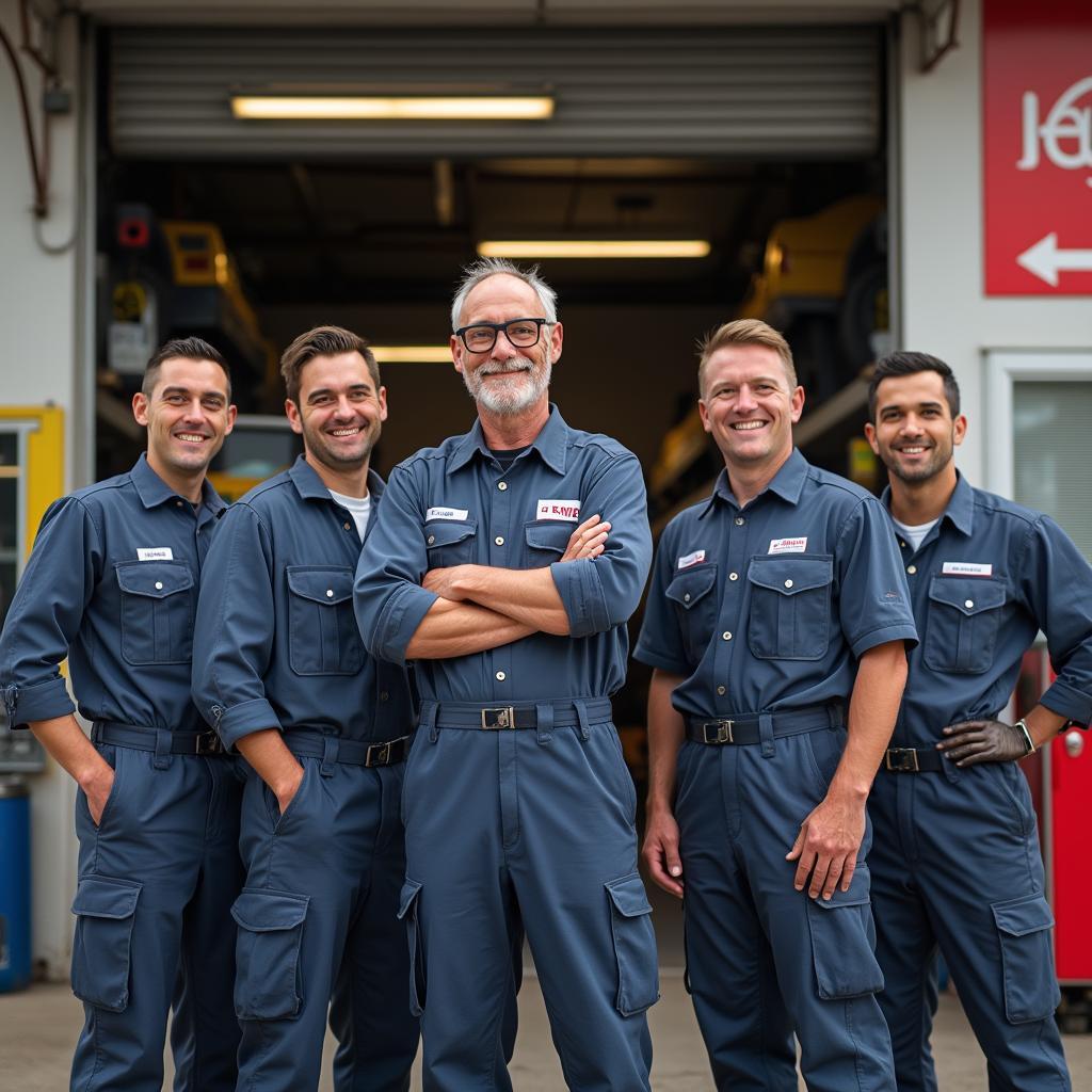 Elmer and his team of mechanics