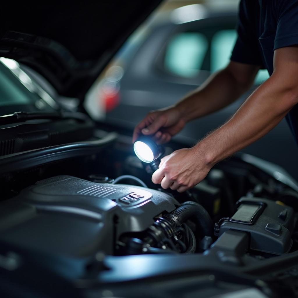 Car Engine Compartment Inspection