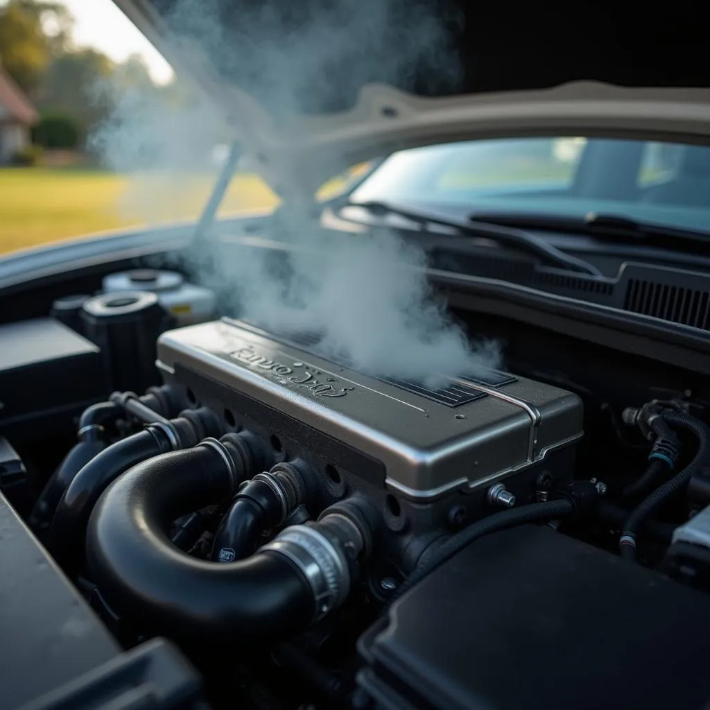 Car engine overheating with smoke