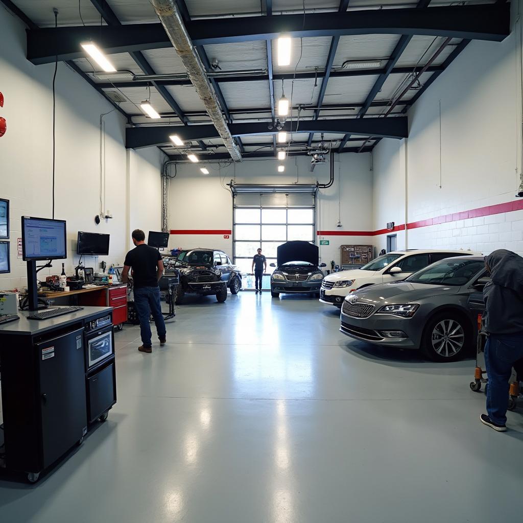 Modern and well-equipped auto service shop