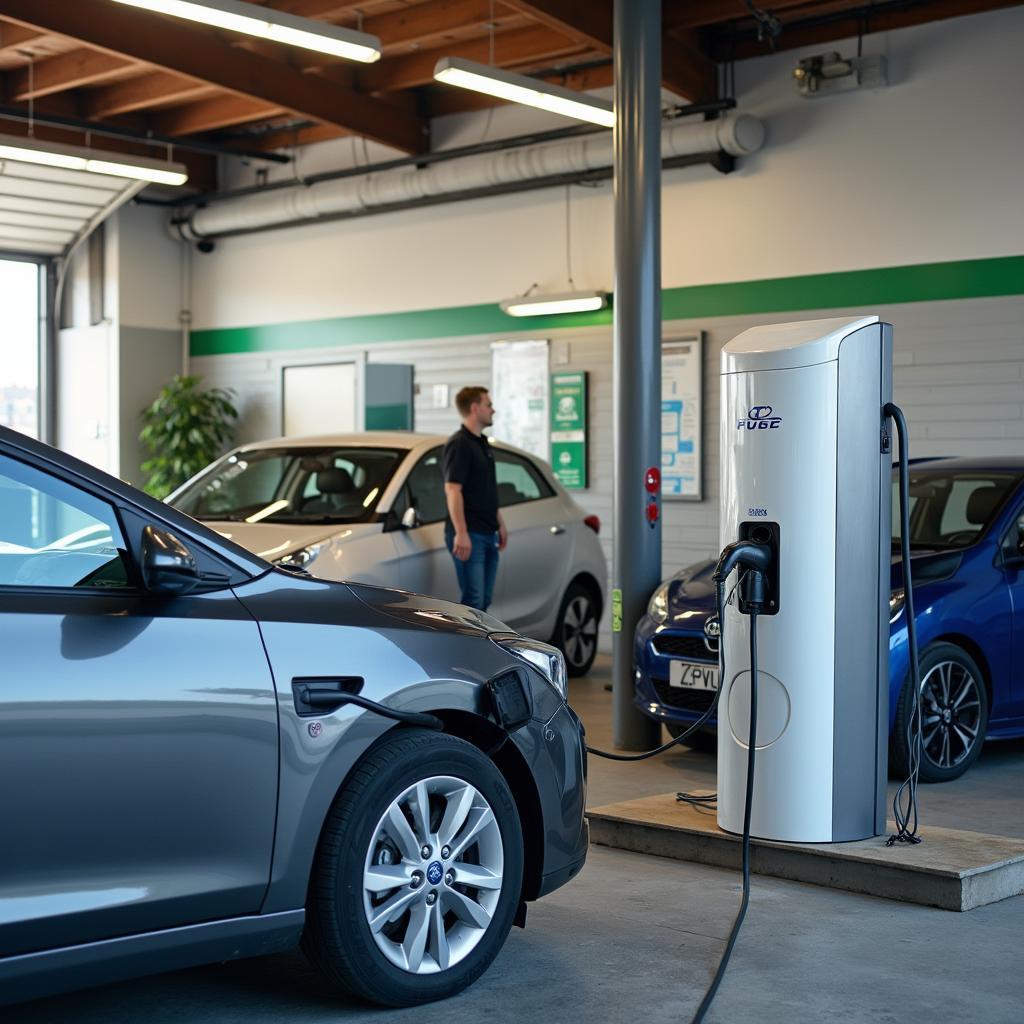 Electric Vehicle Charging Station at Auto Service Center