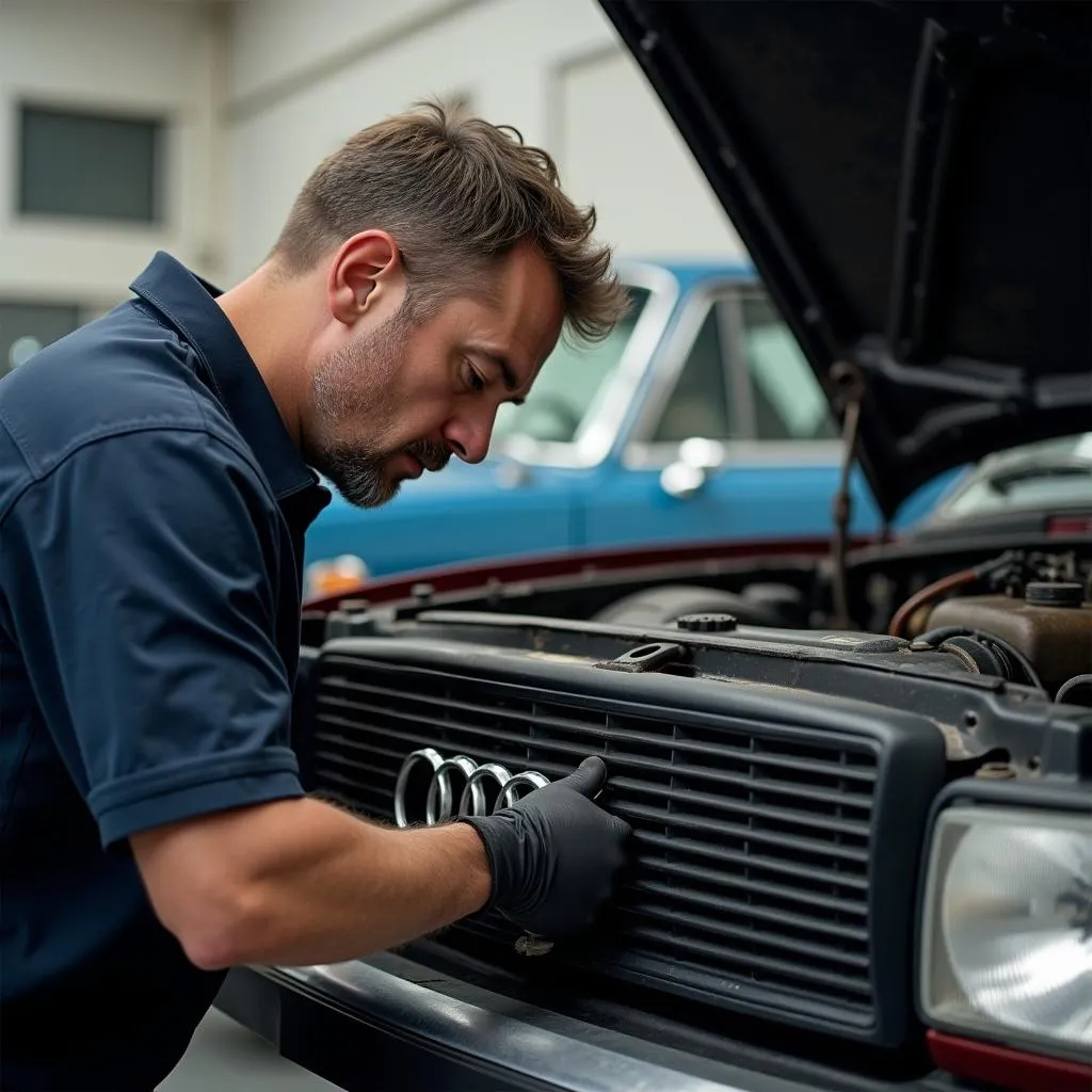 Experienced Mechanic Servicing Classic Audi