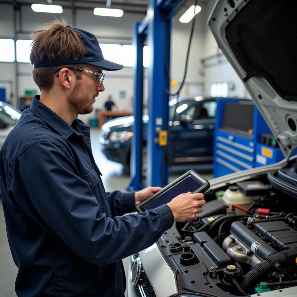 Expert Auto Service LLC Technician Working on a Car Engine