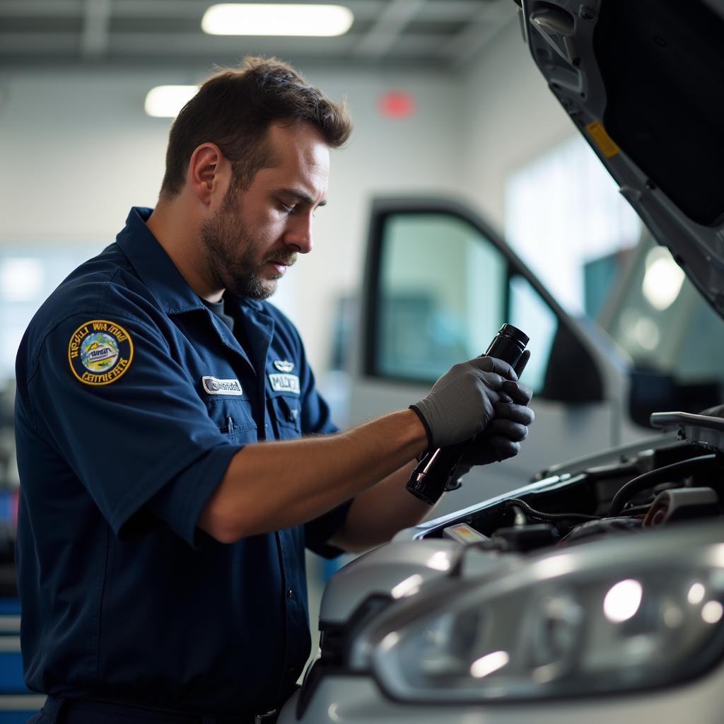 Certified Technician Performing Oil Change at Express Center