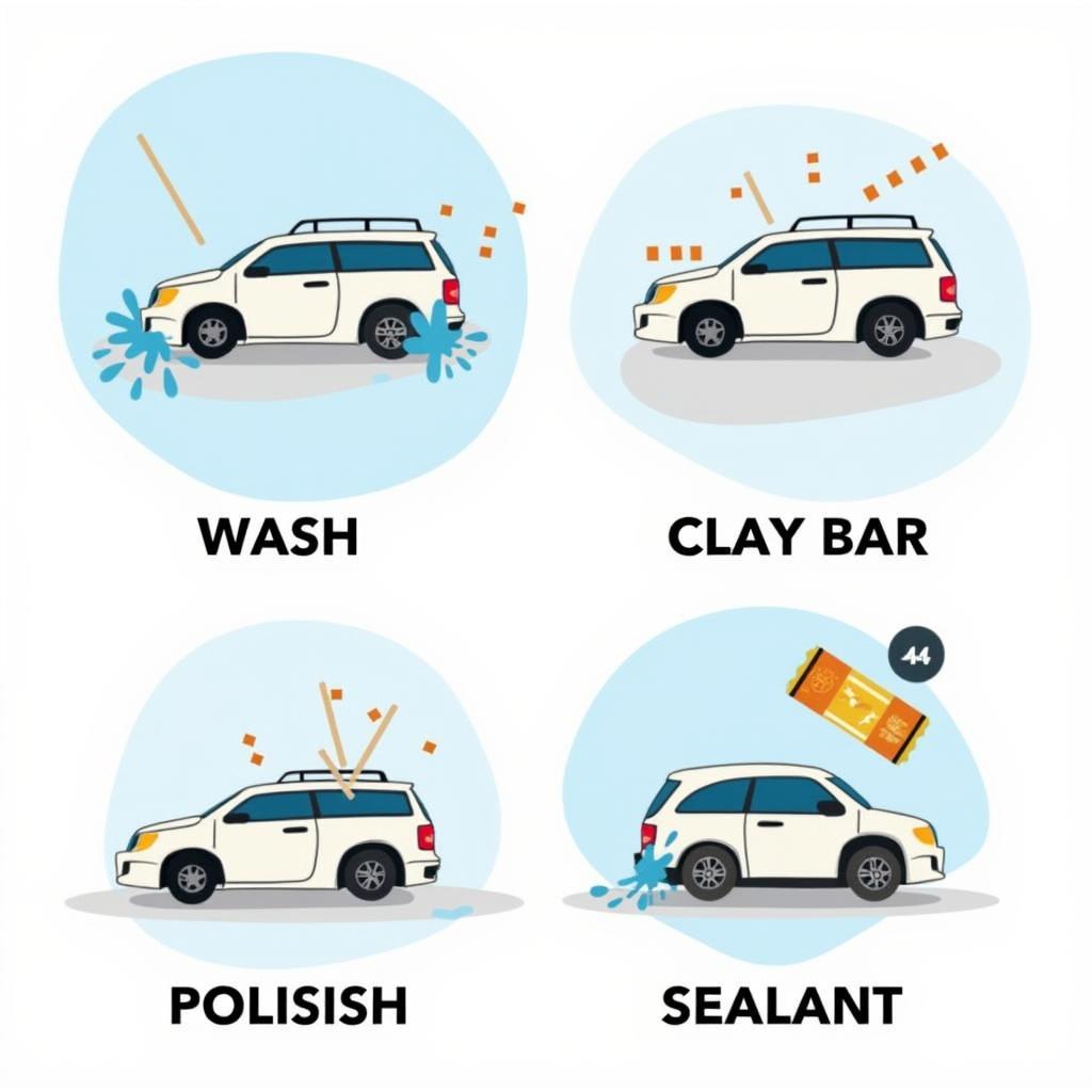 Various exterior auto shine services illustrated