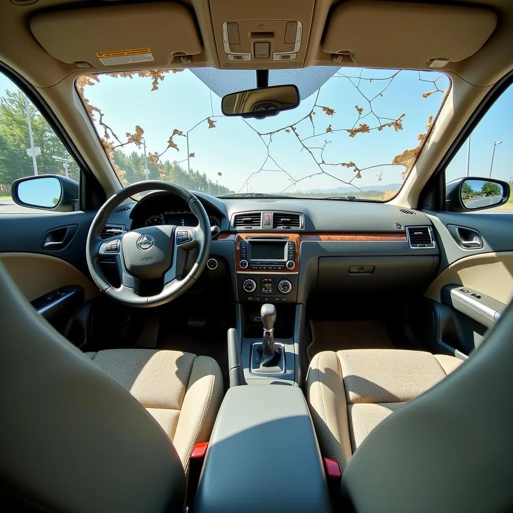 Faded car interior due to sun damage