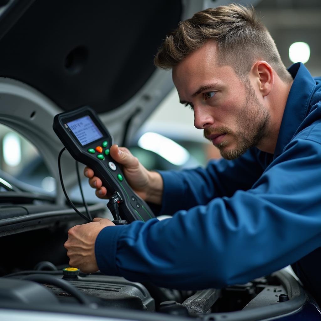 Certified mechanic performing engine diagnostics in Fairfield