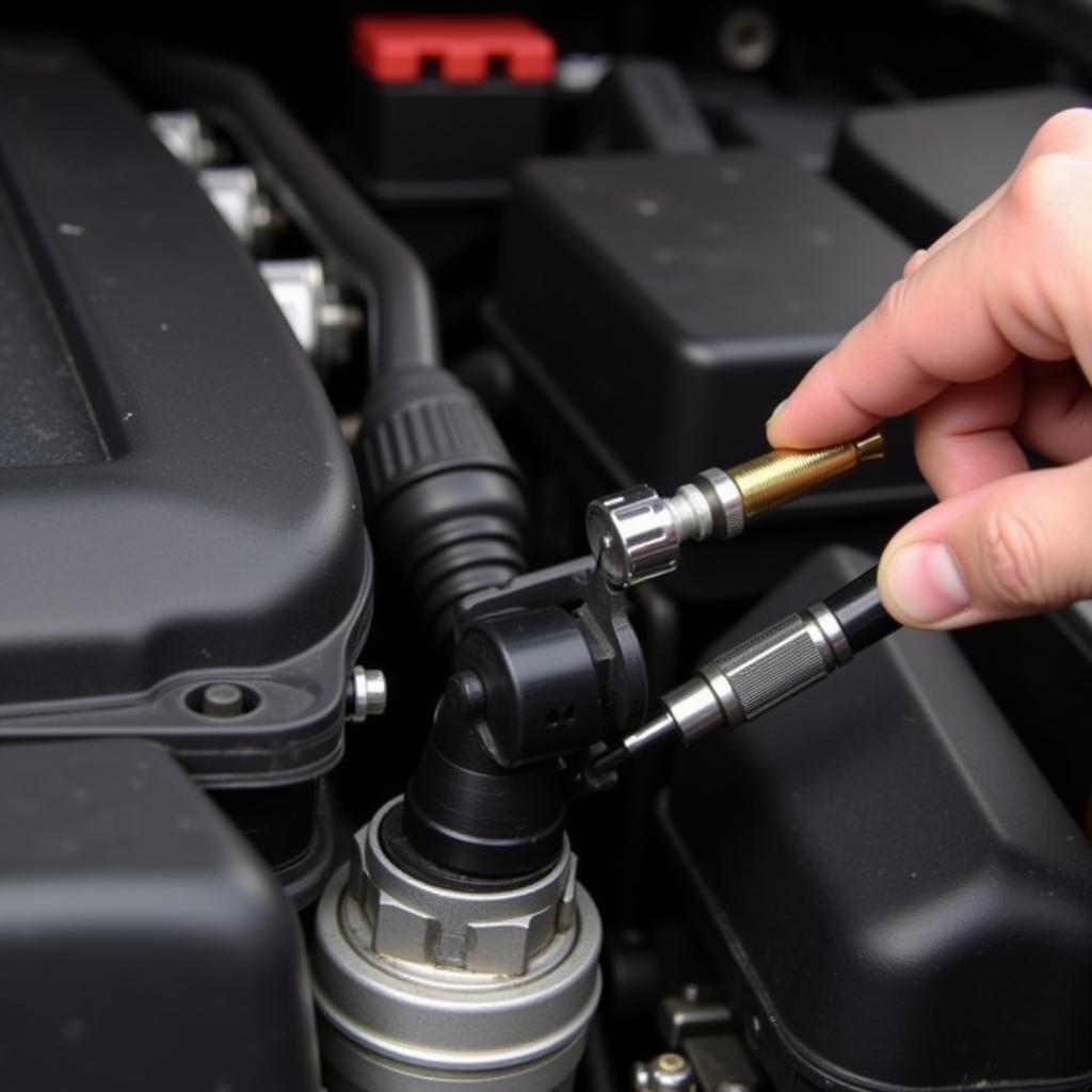 Replacing a Faulty Oxygen Sensor in a Modern Car Engine