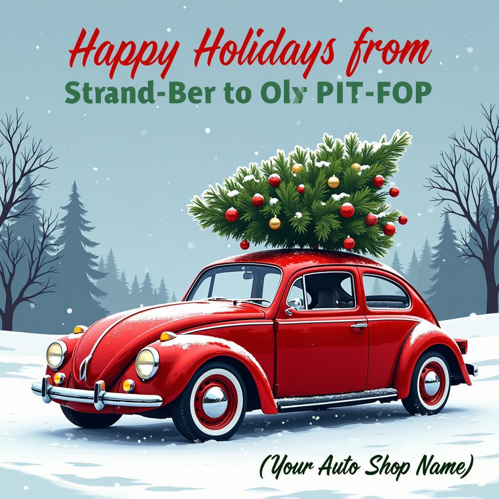 Auto Shop Christmas Card with Festive Design