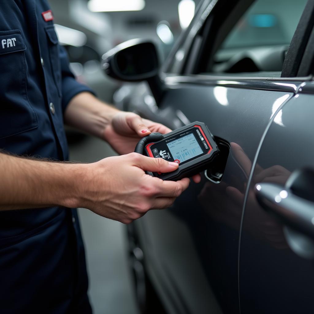 Fiat Technician Diagnosing Car