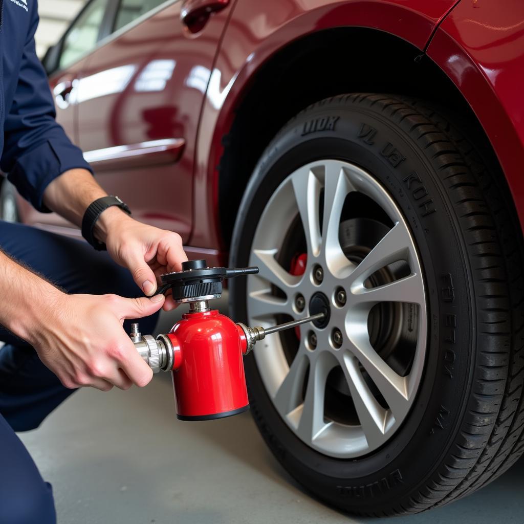 Filling Tyre with Sealant