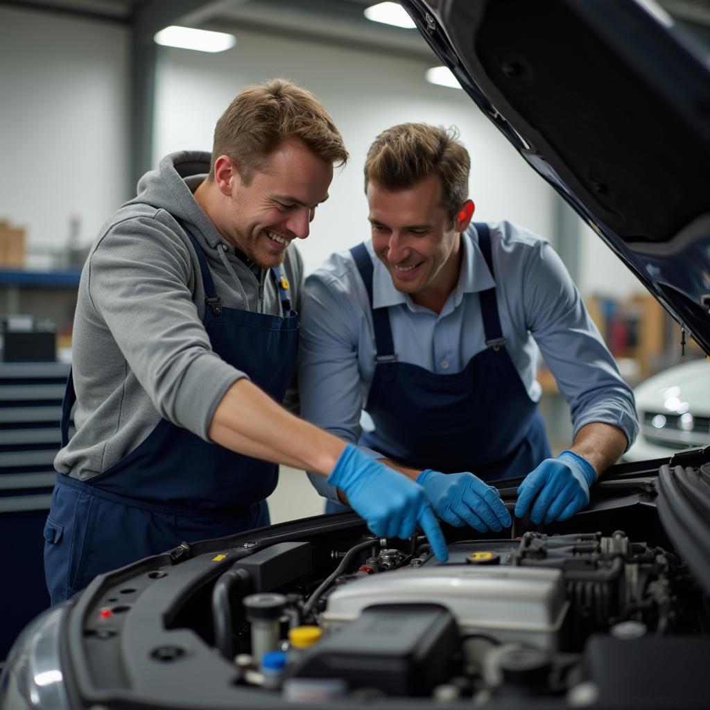 Mechanic Discussing Repairs with Car Owner