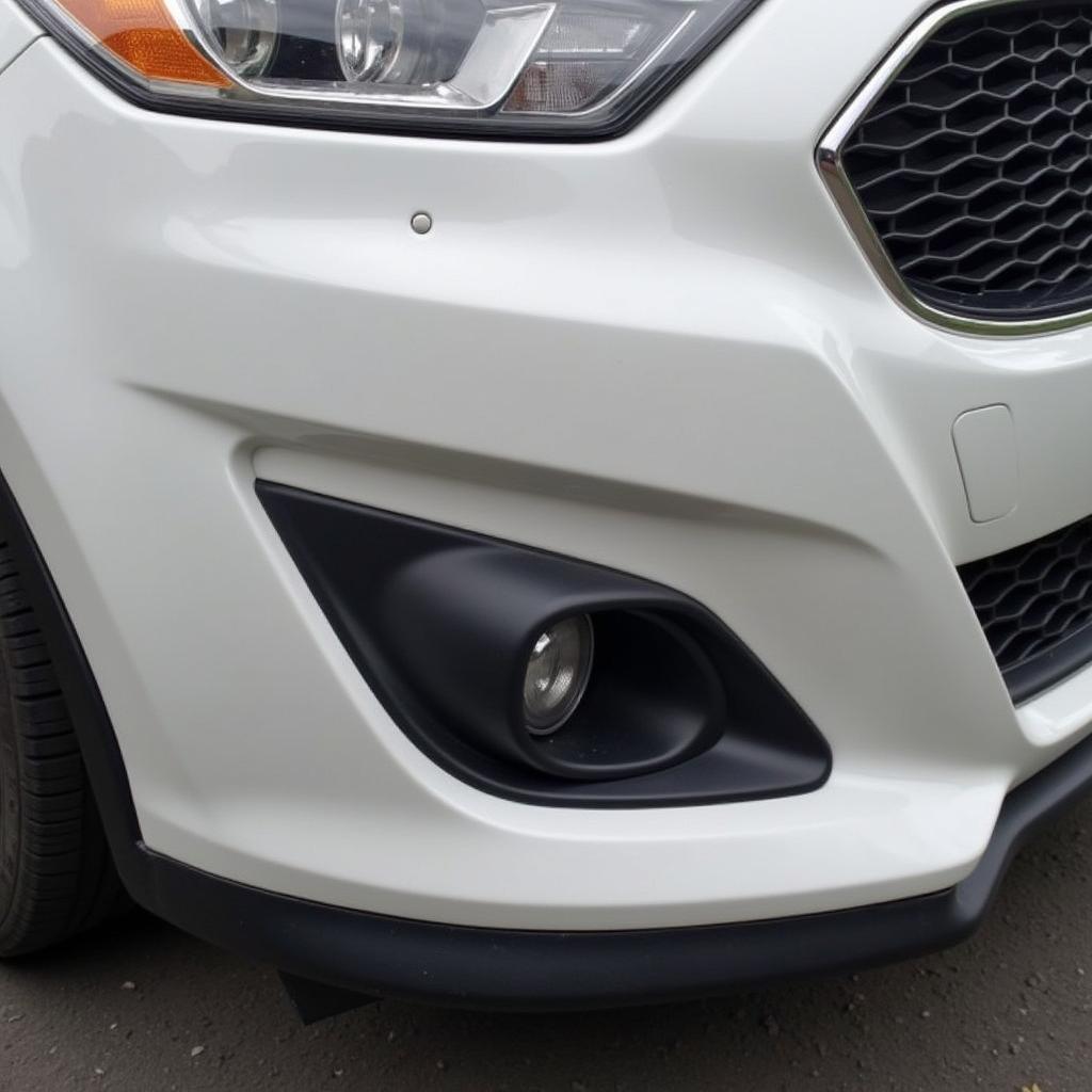 A newly repaired car front bumper