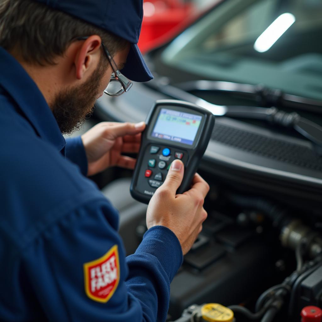 Fleet Farm Mechanic Performing Engine Inspection