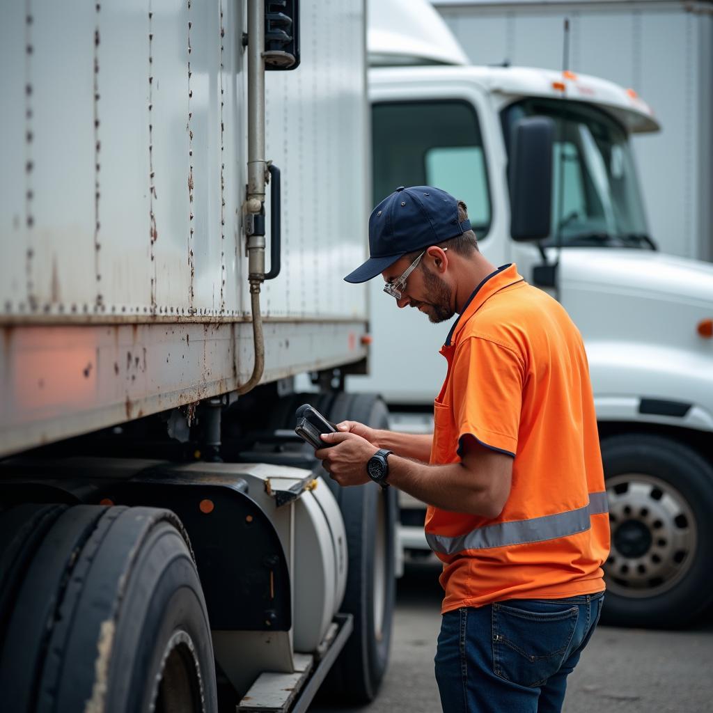 Fleet manager inspecting a vehicle