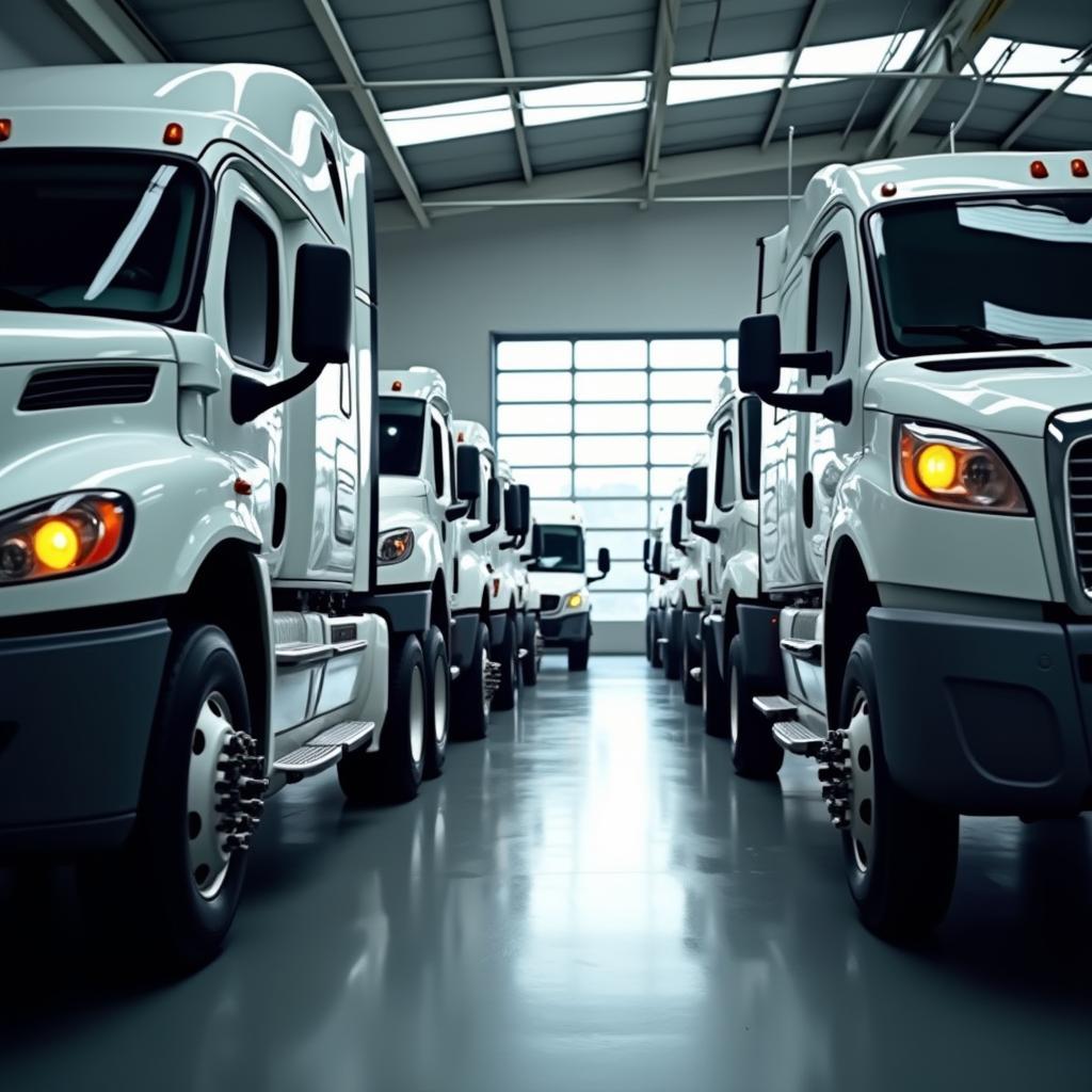 Fleet Vehicles Parked at Repair Shop