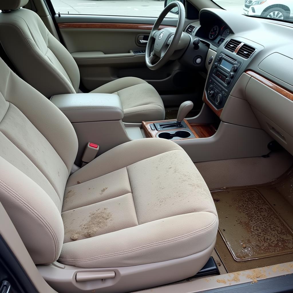 Flood-Damaged Car Interior