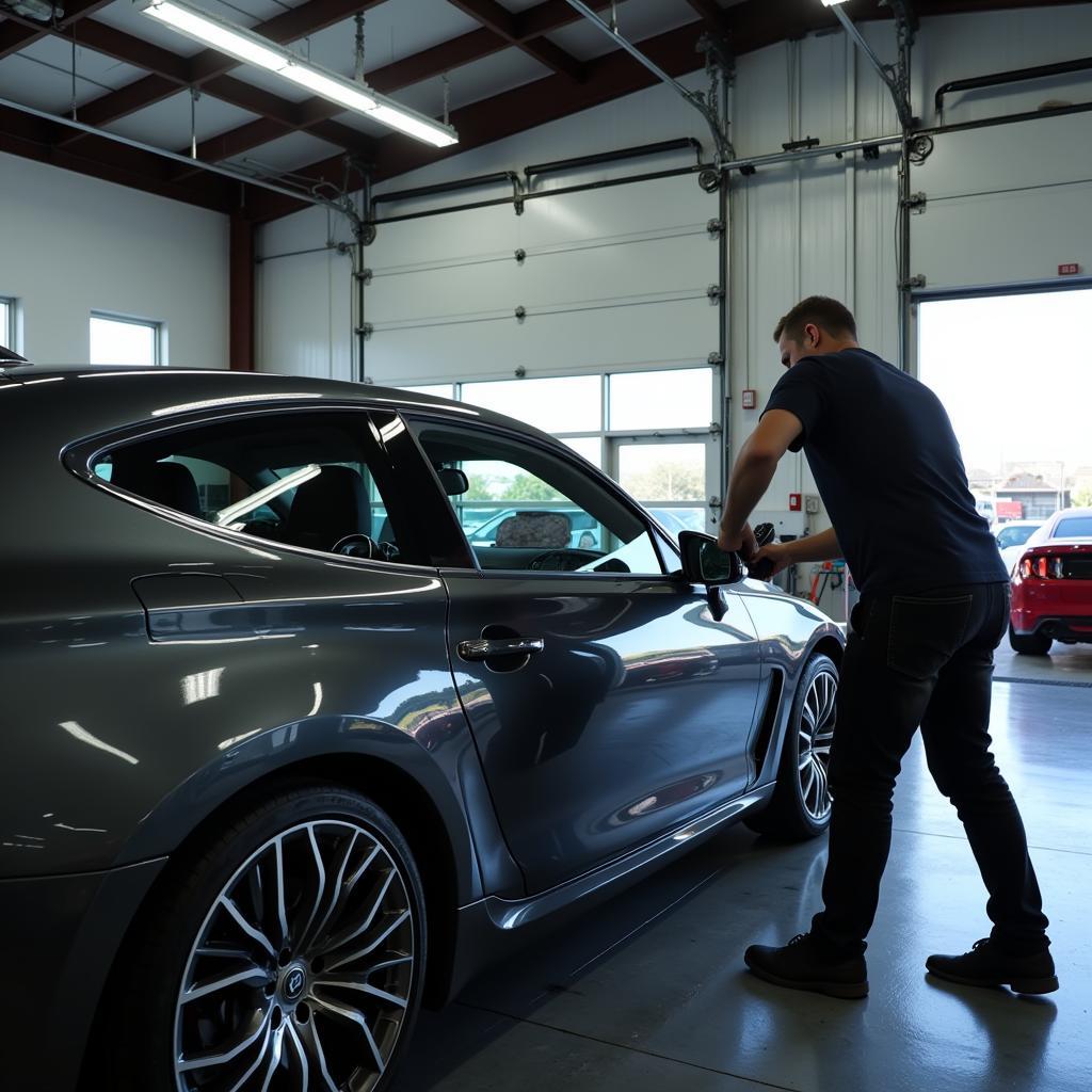 Car getting tinted in a shop in Florida