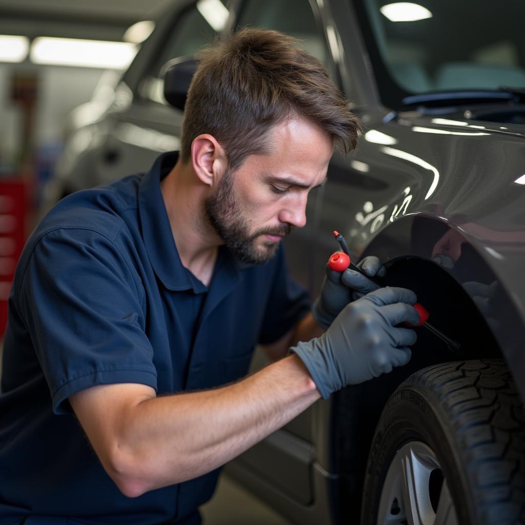 Flynn's Tire Mechanic Working