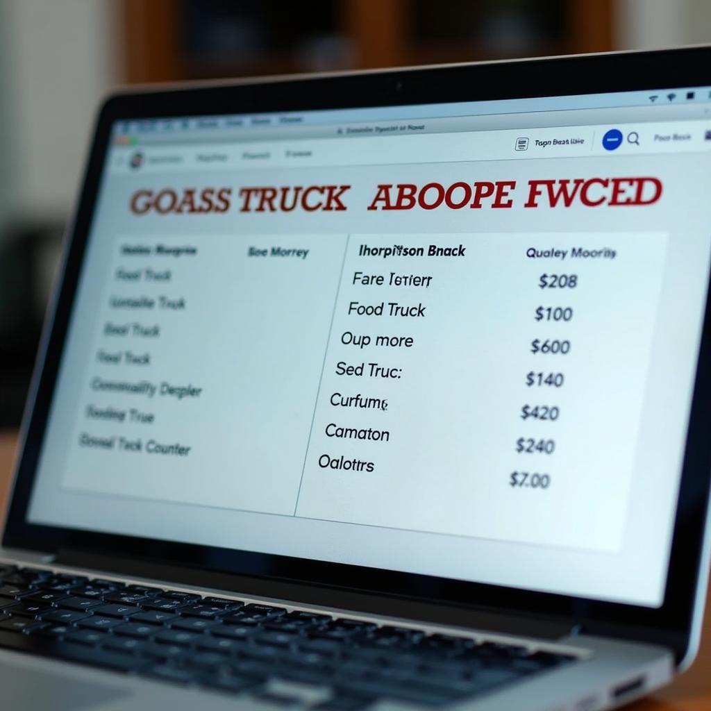 Comparing food truck insurance quotes on a laptop