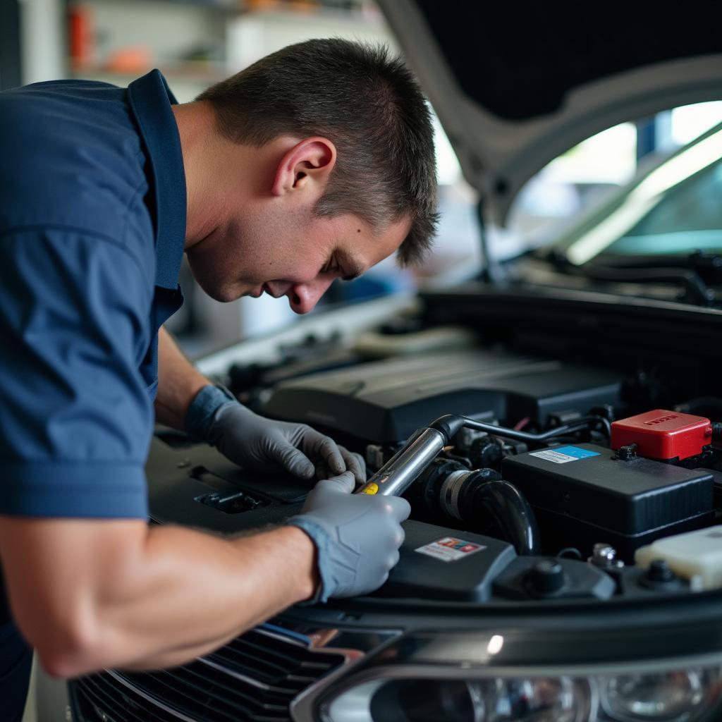 Mechanic inspecting car AC in Fort Lauderdale