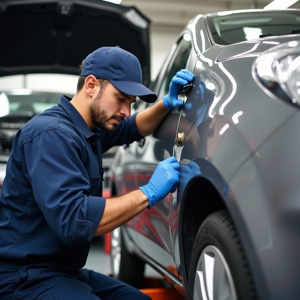 Mechanic working on a car at Frank's Auto Service in Morgan Hill