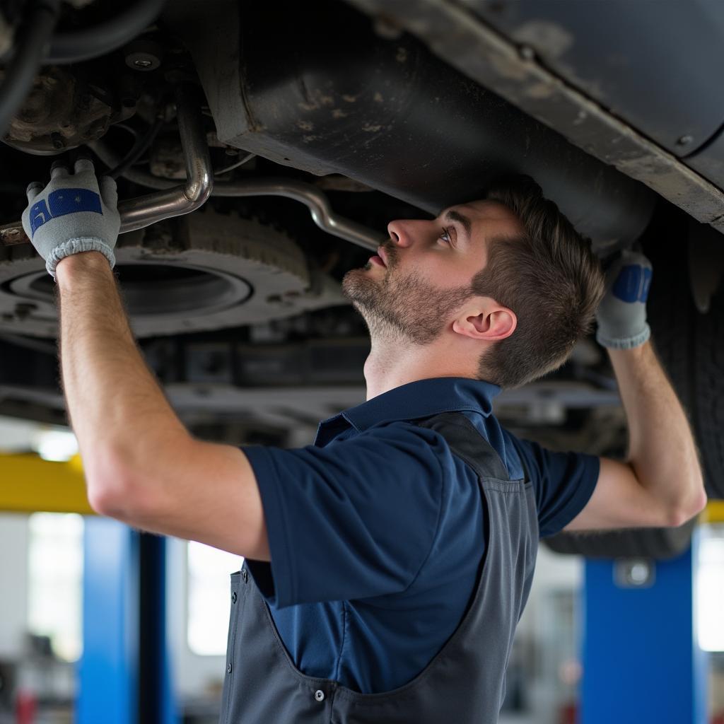 Frazee MN Mechanic Working Under Car