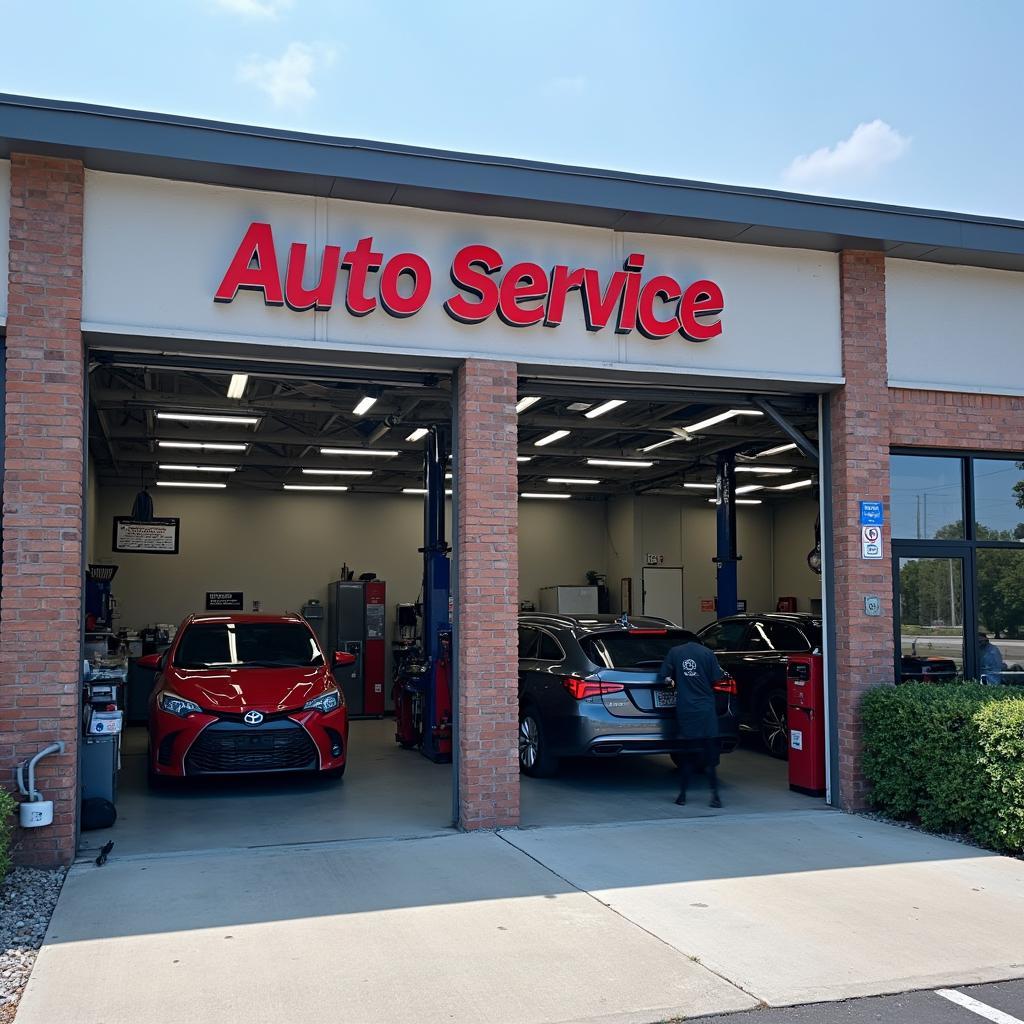 Modern auto service shop storefront