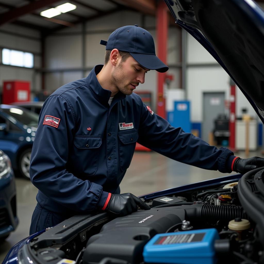 Mechanic Inspecting Car in Galway Garage