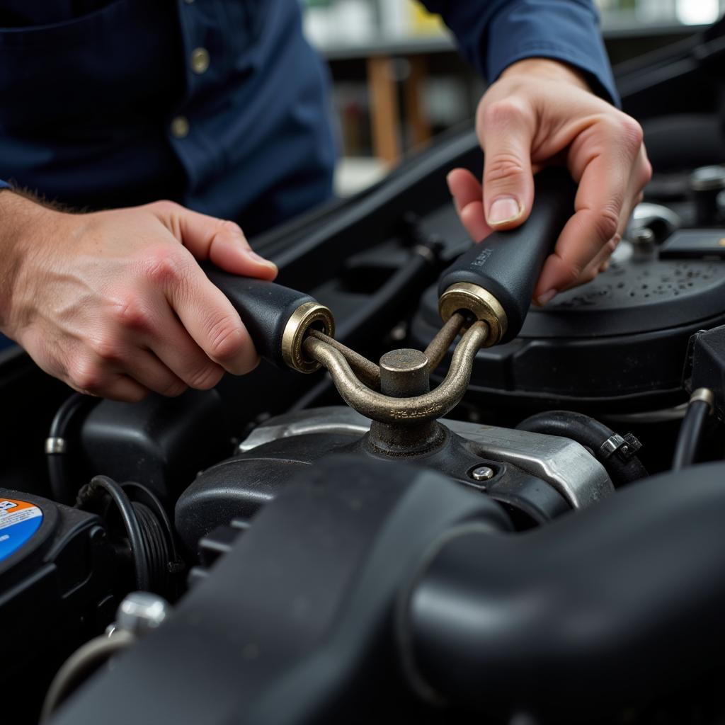 Mechanic working on a car engine in Gardena