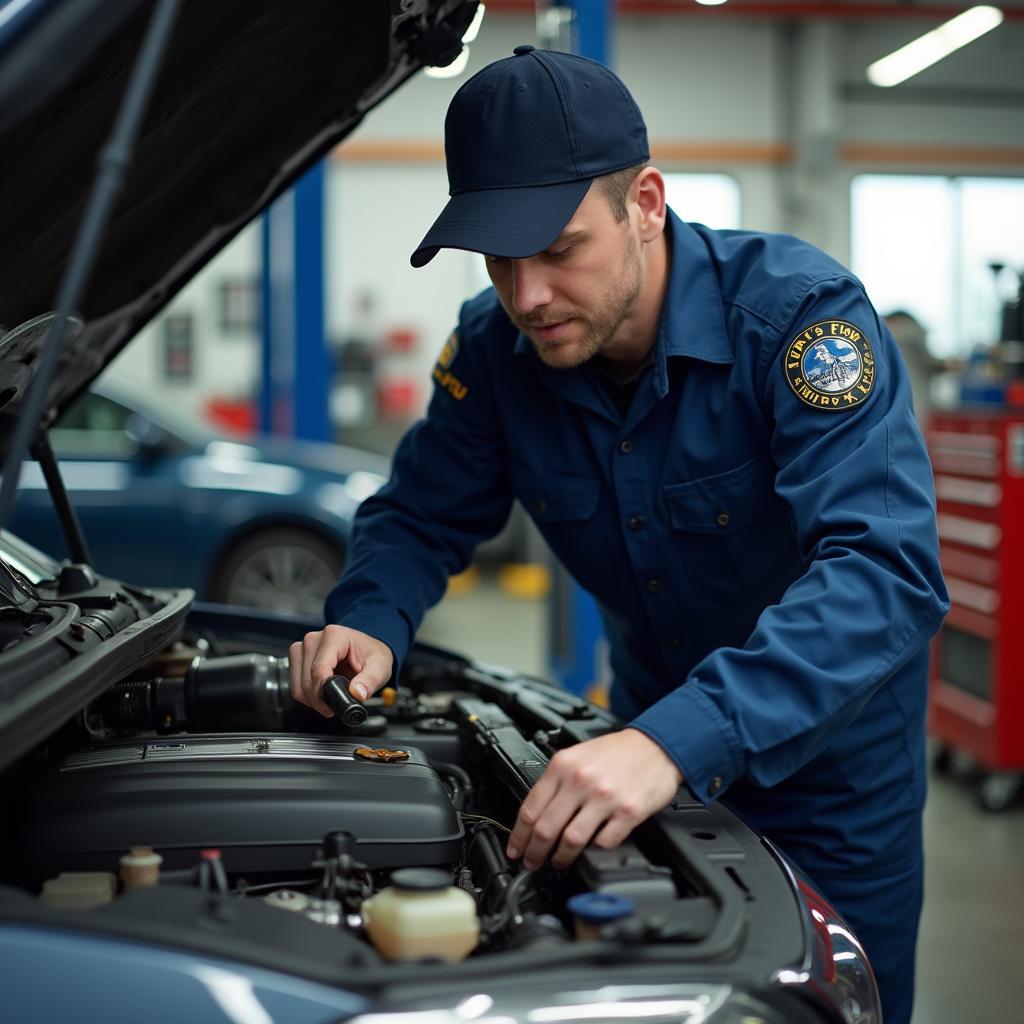 Experienced technician working on a car at Gary's Fork Auto Service