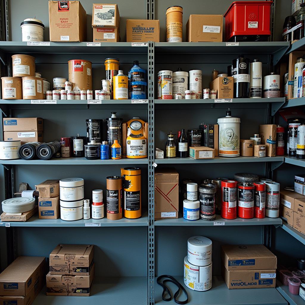 Genuine Car Parts on a Shelf