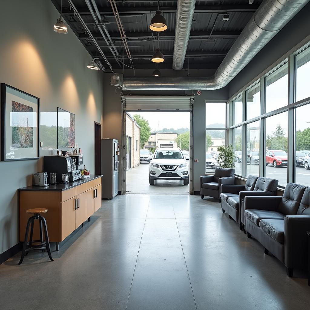 Comfortable waiting area of an auto service center in Germantown, MD