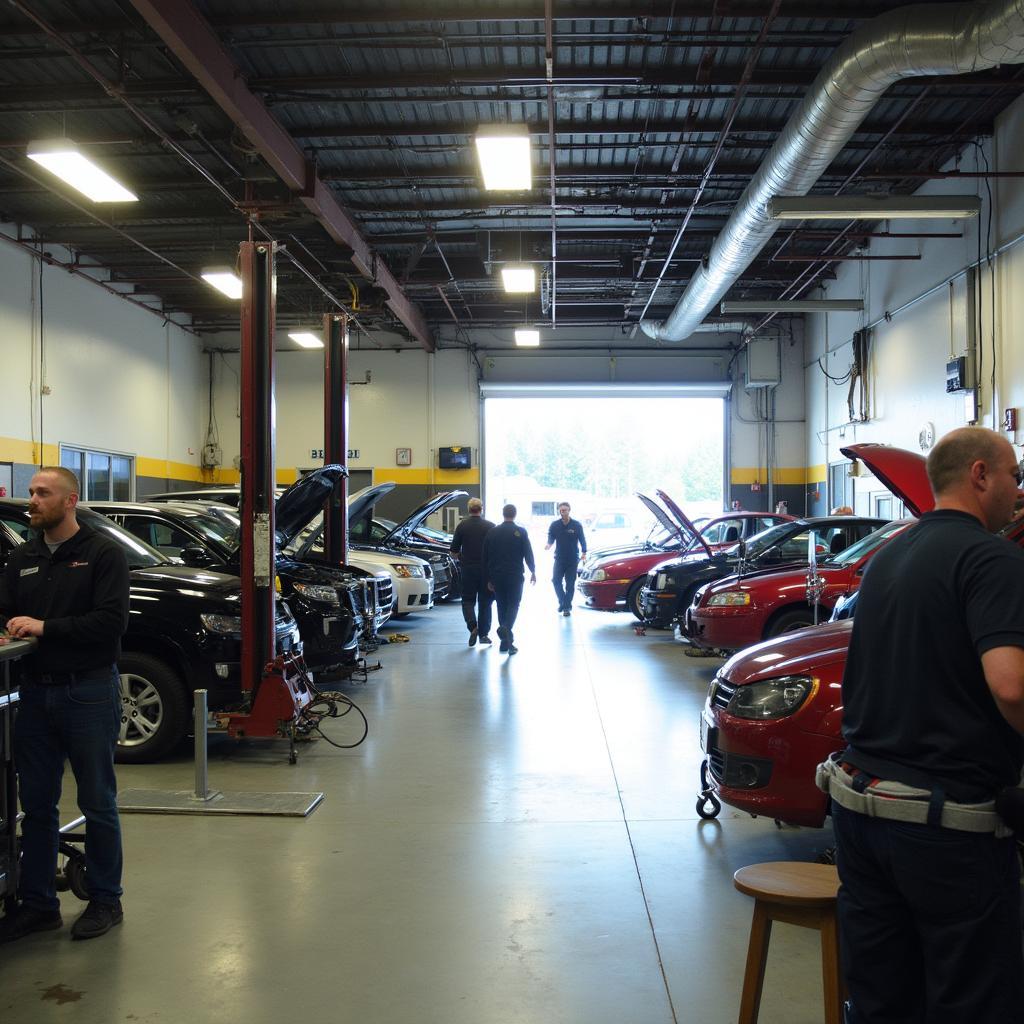 Busy auto repair shop in Gig Harbor