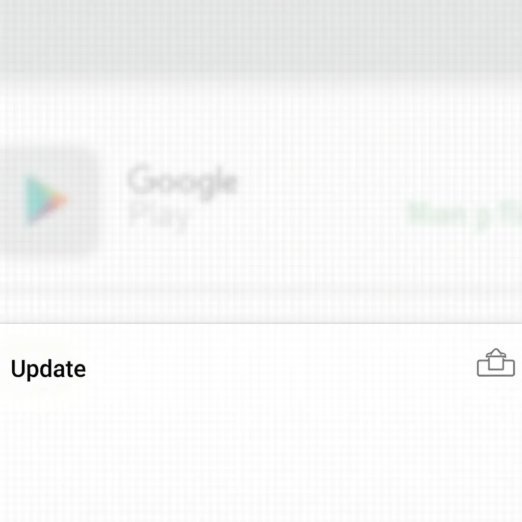 Google Play Store app page with update button highlighted