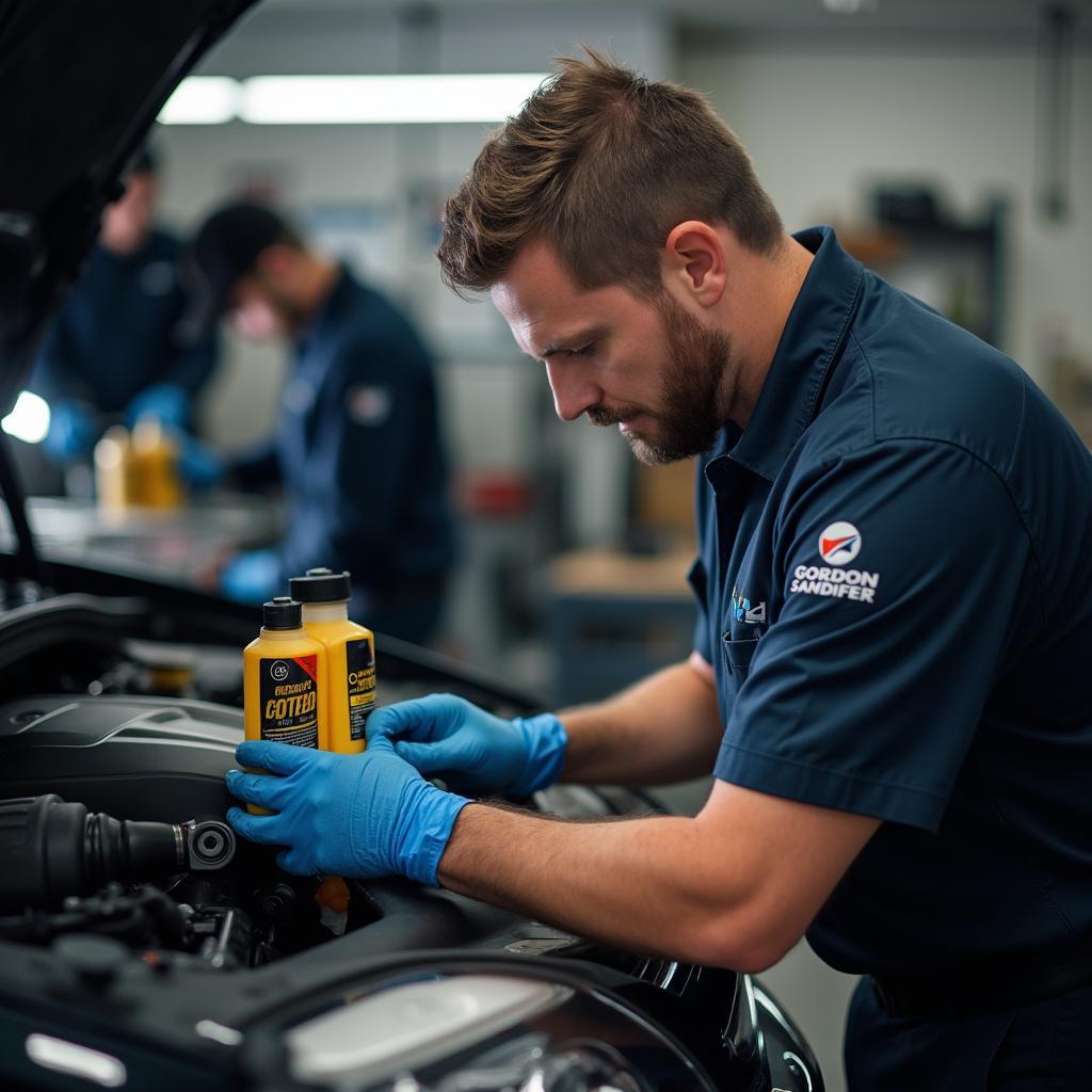 Skilled Technician Performing Oil Change