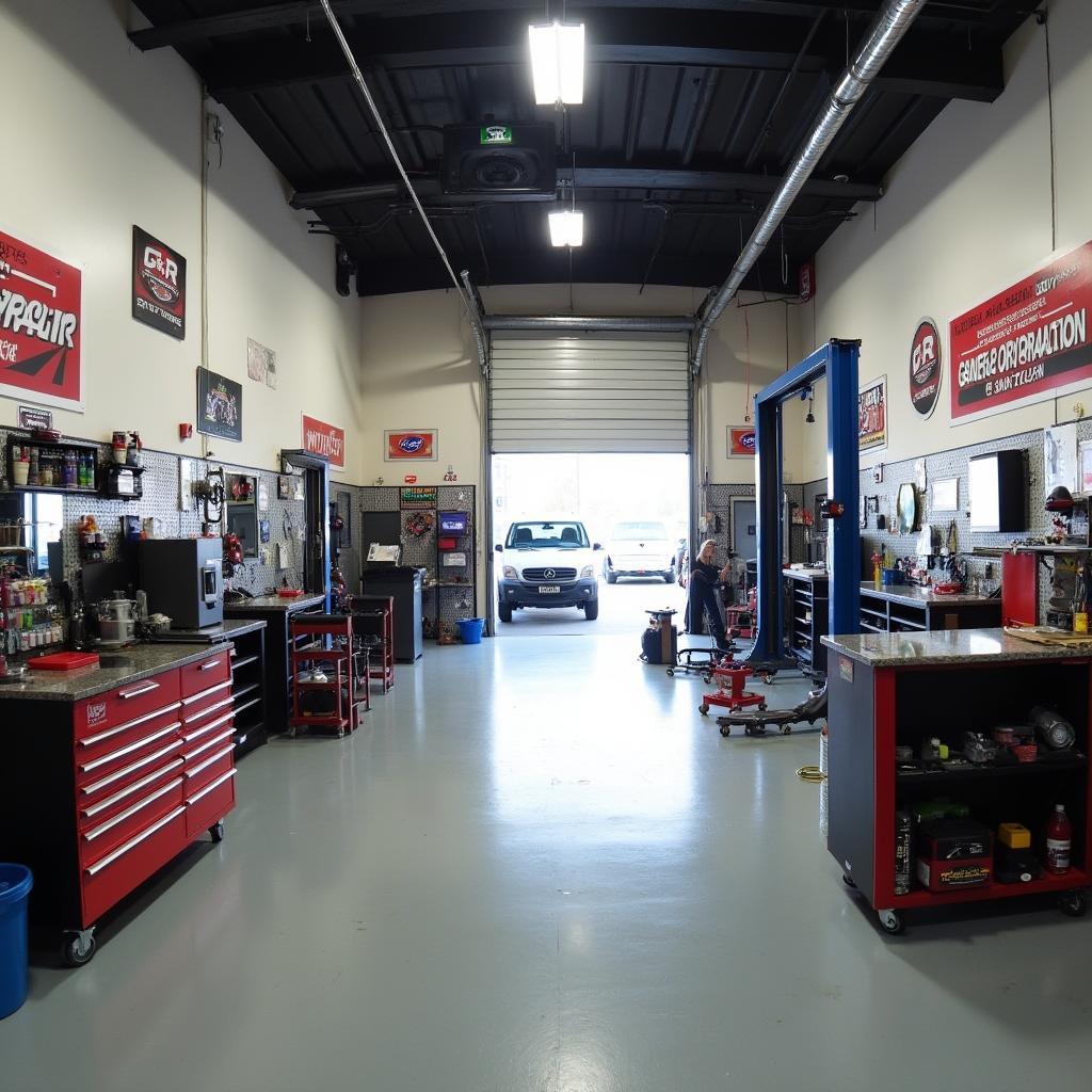 Clean and Organized G&R Auto Service Shop Interior