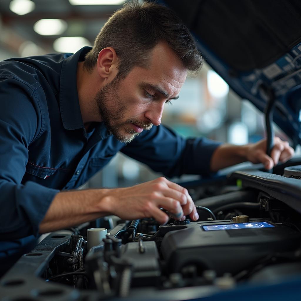 Mechanic Performing Engine Repair